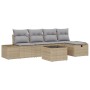 Juego de Sofá de Jardín de 6 Piezas con Cojines Beige Ratán Poli de , Sofás de exterior - Ref: Foro24-3359369, Precio: 396,06...