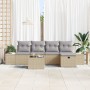 Juego de Sofá de Jardín de 6 Piezas con Cojines Beige Ratán Poli de , Sofás de exterior - Ref: Foro24-3359369, Precio: 396,06...