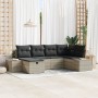 Conjunto de Sofá de Jardín de 6 Piezas con Cojines Gris Claro de Ratán Poliéster | Foro24.es | Tu tienda online para hogar, jardín y más Foro24.es
