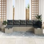 Conjunto de Sofá de Jardín de 7 Piezas con Cojines Gris Claro Poliratán | Foro24.es | Tu tienda online para hogar, jardín y más Foro24.es