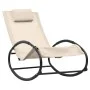 Tumbona con almohada acero y textilene crema de vidaXL, Tumbonas - Ref: Foro24-317585, Precio: 74,49 €, Descuento: %