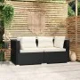 Sofá de 2 plazas con cojines ratán sintético negro de vidaXL, Conjuntos de jardín - Ref: Foro24-317487, Precio: 200,35 €, Des...
