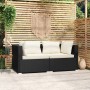 Sofá de 2 plazas con cojines ratán sintético negro de vidaXL, Conjuntos de jardín - Ref: Foro24-317487, Precio: 219,54 €, Des...