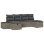 Juego de Sofá de Jardín de 6 Piezas Con Cojines Gris Ratán Poliéster de , Sofás de exterior - Ref: Foro24-3359418, Precio: 38...