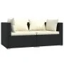 Sofá de 2 plazas con cojines ratán sintético negro de vidaXL, Conjuntos de jardín - Ref: Foro24-317487, Precio: 200,35 €, Des...