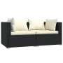 Sofá de 2 plazas con cojines ratán sintético negro de vidaXL, Conjuntos de jardín - Ref: Foro24-317487, Precio: 219,54 €, Des...