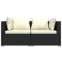 Sofá de 2 plazas con cojines ratán sintético negro de vidaXL, Conjuntos de jardín - Ref: Foro24-317487, Precio: 200,35 €, Des...