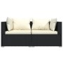 Sofá de 2 plazas con cojines ratán sintético negro de vidaXL, Conjuntos de jardín - Ref: Foro24-317487, Precio: 219,54 €, Des...