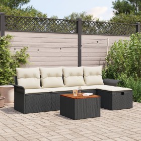 Juego de Sofá de Jardín de 6 Piezas con Cojines Negro Poliratán de , Sofás de exterior - Ref: Foro24-3359446, Precio: 359,59 ...