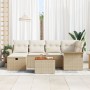 Conjunto de Sofá de Jardín de 7 Piezas con Cojines Beige Ratán Poliéster | Foro24.es | Tu tienda online para hogar, jardín y más Foro24.es