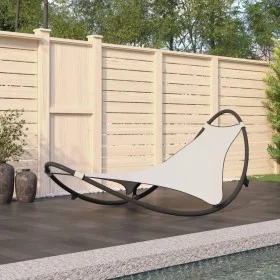 Rocking lounger with steel wheels and cream textilene fabric by vidaXL, Loungers - Ref: Foro24-317605, Price: 91,13 €, Discou...