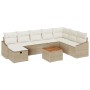 Conjunto de sofá de jardín de 9 piezas con cojines beige de ratán sintético de , Sofás de exterior - Ref: Foro24-3359582, Pre...