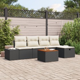 Juego de Sofá para Jardín de 6 Piezas con Cojines de Poliratán Negro de , Sofás de exterior - Ref: Foro24-3359586, Precio: 37...