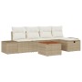 Set de Sofá de Jardín de 6 Piezas con Cojines Beige Poliratán de , Sofás de exterior - Ref: Foro24-3359589, Precio: 399,35 €,...