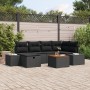 Set de Sofás de Jardín de 7 Piezas con Cojines en Negro de Polirratán de , Sofás de exterior - Ref: Foro24-3359597, Precio: 4...