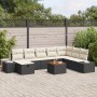 Conjunto de sofá de jardín de 9 piezas con cojines negros de ratán de poliéster de , Sofás de exterior - Ref: Foro24-3359607,...