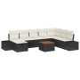 Conjunto de sofá de jardín de 9 piezas con cojines negros de ratán de poliéster de , Sofás de exterior - Ref: Foro24-3359607,...