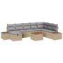 Conjunto de Sofás de Jardín de 9 Piezas con Cojines Beige Ratán Versátil de , Sofás de exterior - Ref: Foro24-3359609, Precio...