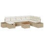 Conjunto de Sofás de Jardín de 9 Piezas con Cojines Beige de Poliratán de , Sofás de exterior - Ref: Foro24-3359610, Precio: ...