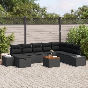 Juego de Sofá de Jardín de 9 Piezas con Cojines Negro Poliratán de , Sofás de exterior - Ref: Foro24-3359611, Precio: 577,94 ...