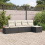 Conjunto de sofá de jardín de 5 piezas con cojines negro poliratán de , Sofás de exterior - Ref: Foro24-3359619, Precio: 346,...