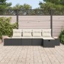 Conjunto de sofá de jardín de 5 piezas con cojines negro poliratán de , Sofás de exterior - Ref: Foro24-3359619, Precio: 346,...
