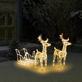 Reno y trineo adorno navideño 160 LEDs acrílico 130 cm en Decoración Festiva y Estacional | Comprar online en Foru.es