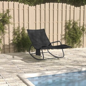 Tumbona de acero y textilene negra de vidaXL, Tumbonas - Ref: Foro24-317591, Precio: 79,22 €, Descuento: %