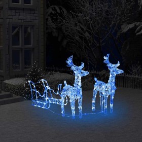 Reno y trineo adorno navideño 160 LEDs acrílico 130 cm en Decoración Festiva y Estacional | Comprar online en Foru.es