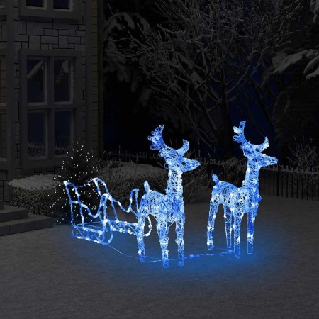 Reno y trineo adorno navideño 160 LEDs acrílico 130 cm en Decoración Festiva y Estacional | Comprar online en Foru.es