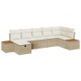 Juego de Sofá de Jardín de 7 Piezas con Cojines Beige Ratán Poliéster de , Sofás de exterior - Ref: Foro24-3359643, Precio: 5...