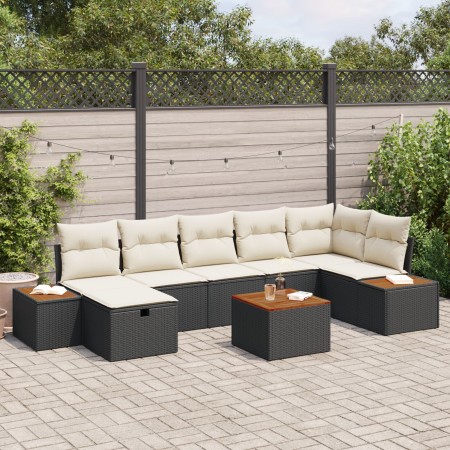 Juego de Sofás de Jardín de 8 Piezas con Cojines Negro Ratán de , Sofás de exterior - Ref: Foro24-3359644, Precio: 483,94 €, ...