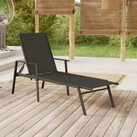 Steel and black textilene fabric sun lounger by vidaXL, Loungers - Ref: Foro24-317595, Price: 152,59 €, Discount: %