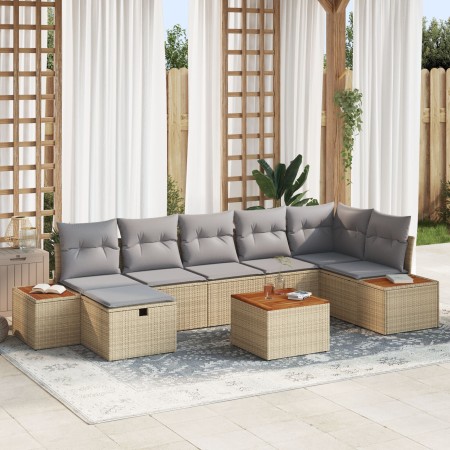 Conjunto de Sofás de Jardín de 8 Piezas con Cojines Beige de Ratán | Foro24.es | Tu tienda online para hogar, jardín y más Foro24.es