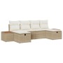 Juego de Sofá de Jardín de 6 Piezas con Cojines Beige Poliratán de , Sofás de exterior - Ref: Foro24-3359653, Precio: 437,33 ...