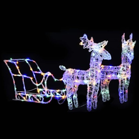 Reno y trineo adorno navideño 160 LEDs acrílico 130 cm en Decoración Festiva y Estacional | Comprar online en Foru.es