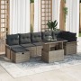 Set de Sofá de Jardín de 8 Piezas con Cojines Gris Poli Ratán de , Sofás de exterior - Ref: Foro24-3359686, Precio: 539,89 €,...