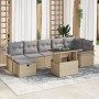 Juego de Sofá de Jardín de 8 Piezas con Cojines Beige Poliratán | Foro24.es | Tu tienda online para hogar, jardín y más Foro24.es