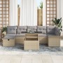 Juego de Sofá de Jardín de 8 Piezas con Cojines Beige Poliratán | Foro24.es | Tu tienda online para hogar, jardín y más Foro24.es
