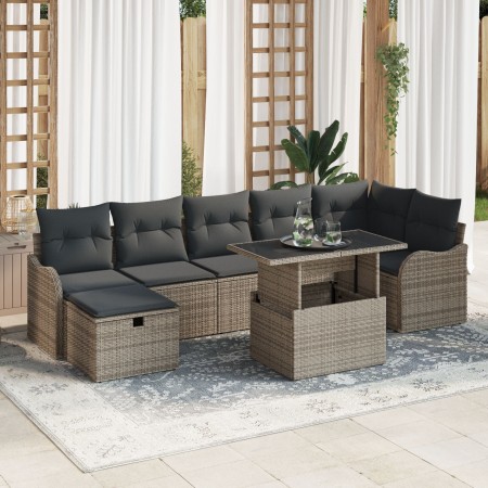 Conjunto de Sofá de Jardín de 8 Piezas con Cojines Ratán Poly Gris,  Sofá de Jardín para 2 Personas con Cojines Ratán Poly Gris | Foro24.es | Tu tienda online para hogar, jardín y más Foro24.es