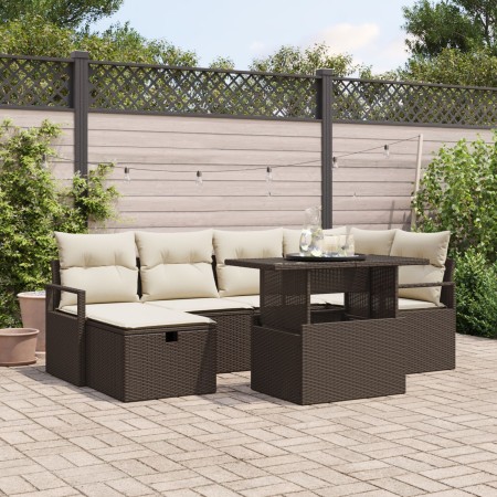 Juego de Sofá de Jardín de 7 Piezas con Cojines Marrón Rattan PE, Sofá de Jardín de 2 Plazas con Cojines Marrón Rattan PE | Foro24.es | Tu tienda online para hogar, jardín y más Foro24.es