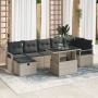 Conjunto de Sofá de Jardín de 8 Piezas con Cojines Gris Claro de Ratán | Foro24.es | Tu tienda online para hogar, jardín y más Foro24.es