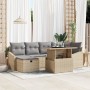 Conjunto de Sofá de Jardín de 7 Piezas con Cojines Beige de Poliratán | Foro24.es | Tu tienda online para hogar, jardín y más Foro24.es