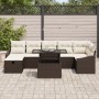 Juego de Sofás de Jardín de 8 Piezas con Cojines Marrón Ratán Poliéster de , Sofás de exterior - Ref: Foro24-3359845, Precio:...