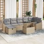 Juego de Sofá de Jardín de 8 Piezas con Cojines Beige Poliratán | Foro24.es | Tu tienda online para hogar, jardín y más Foro24.es
