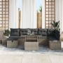 Set de Sofá de Jardín de 8 Piezas con Cojines Gris de Ratán Poliéster de , Sofás de exterior - Ref: Foro24-3359886, Precio: 5...