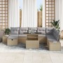 Set de sofá de jardín de 9 piezas con cojines Beige Ratán sintético de , Sofás de exterior - Ref: Foro24-3359897, Precio: 612...