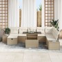 Conjunto de Sofás de Jardín de 9 Piezas con Cojines Beige de Ratán Poliéster de , Sofás de exterior - Ref: Foro24-3359898, Pr...
