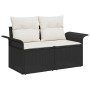 Conjunto de Sofá de Jardín de 6 Piezas con Cojines Negros de Poliratán de , Sofás de exterior - Ref: Foro24-3359904, Precio: ...