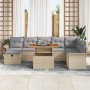 Juego de Sofá de Jardín de 9 Piezas con Cojines Beige de Ratán Polietileno | Foro24.es | Tu tienda online para hogar, jardín y más Foro24.es